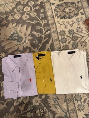 Polo by Ralph Lauren Dress Shirt Trio - Lavender, Mustard, White
